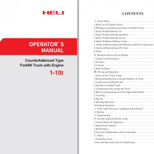 Heli Forklift H3 Series 1 10t Counterbalanced CPYD40 50 Operators Manual 1