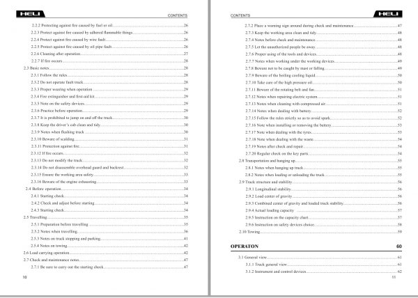 Heli Forklift H3C Series 4 5t CPYD40 50C Operation Maintenance Manual 2