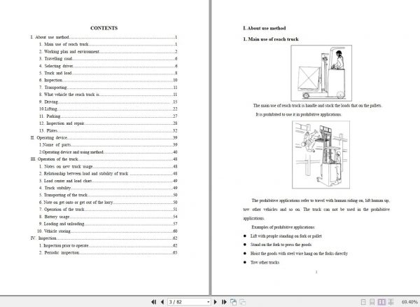 Heli Forklift Reach Truck G Series AC CQD14X2 Operators Manual 2 1
