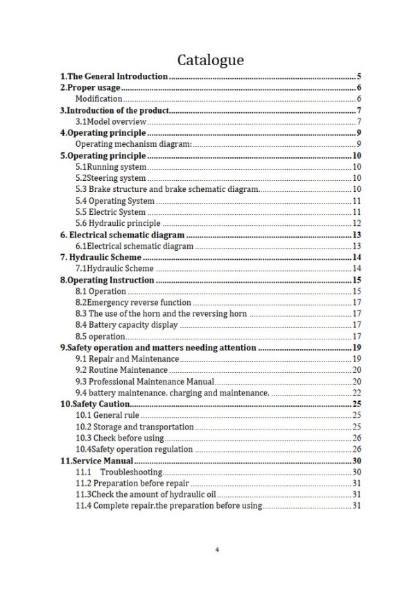 Heli Walkie Electric Pallet Truck CBD15 18 20J Li2 Series Service Manual Part List 2