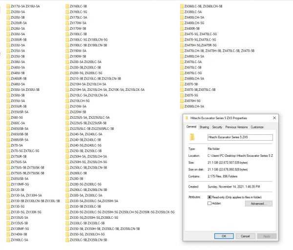 Hitachi Excavator Series 5 ZX5 2021 21.1GB Technical Manual Part Catalog Circuit Diagram DVD 1