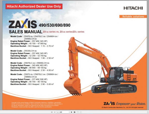 Hitachi Excavator Series 5 ZX5 2021 21.1GB Technical Manual Part Catalog Circuit Diagram DVD 8