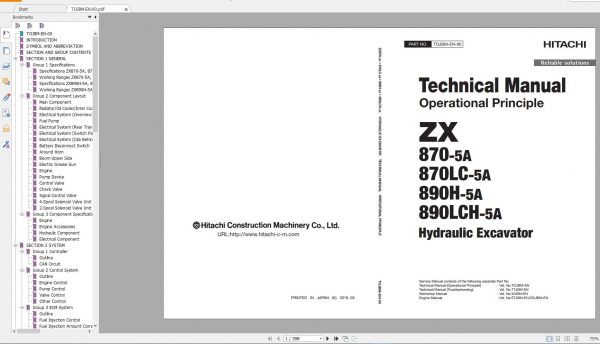 Hitachi Excavator Series 5 ZX5 2021 21.1GB Technical Manual Part Catalog Circuit Diagram DVD 9