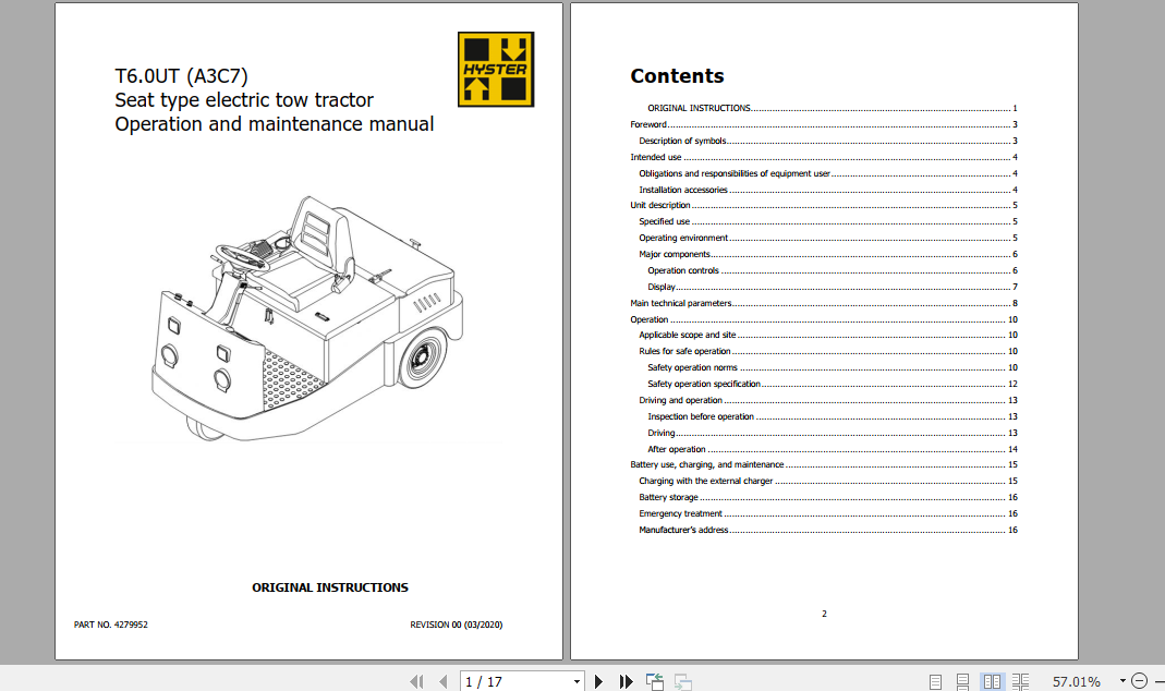 Hyster Forklift Class 3 A3C7 TA120UT Service Maintenance Manual 1