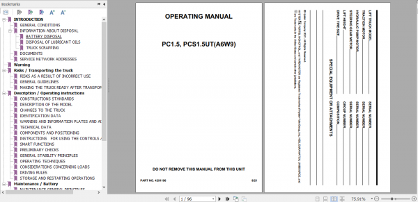 Hyster Forklift Class 3 A6W9 PCS30UT PCS1.5UT Operator Manual 1