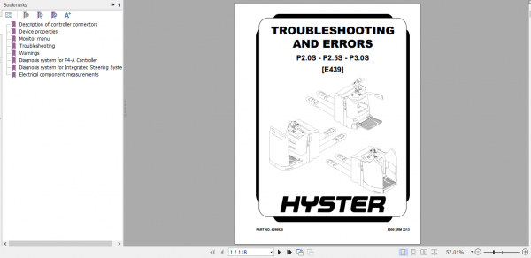 Hyster Forklift Class 3 E439 P2.0S P2.5S P3.0S Europe Service Manual 1