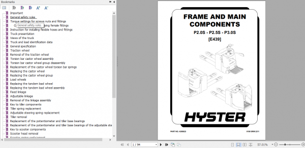 Hyster Forklift Class 3 E439 P2.0S P2.5S P3.0S Europe Service Manual 2