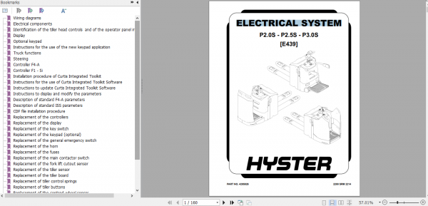 Hyster Forklift Class 3 E439 P2.0S P2.5S P3.0S Europe Service Manual 3