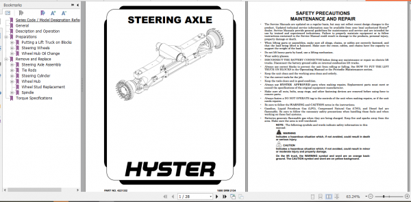 Hyster Forklift Class 5 A921 RS45 27CH RS45 31CH Service Manual 2