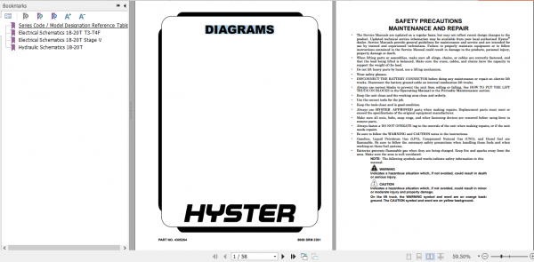 Hyster Forklift Class 5 D236 H18XD9 H18XDS9 H20XD9 H20XDS9 Europe Service Manual 1