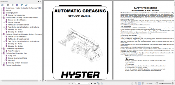 Hyster Forklift Class 5 F222 EMEA EU Service Manual 2