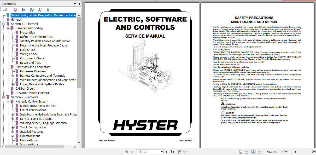 Hyster Forklift Class 5 L019 (H13XM6, H14XM6, H16XM6, H6XM12EC3