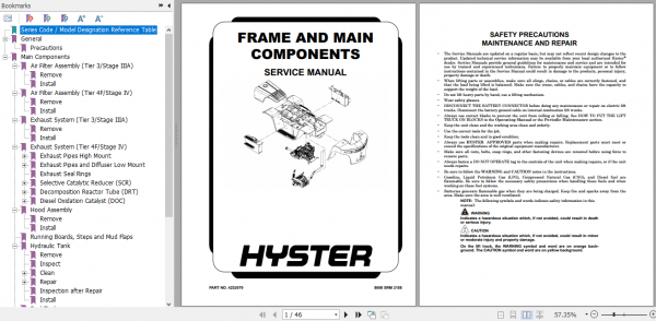 Hyster Forklift Class 5 L019 H13XM 6 H14XM 6 H16XM 6 H6XM 12EC3 H10XM 12 H7XM 12EC4 Europe Service Manual 3