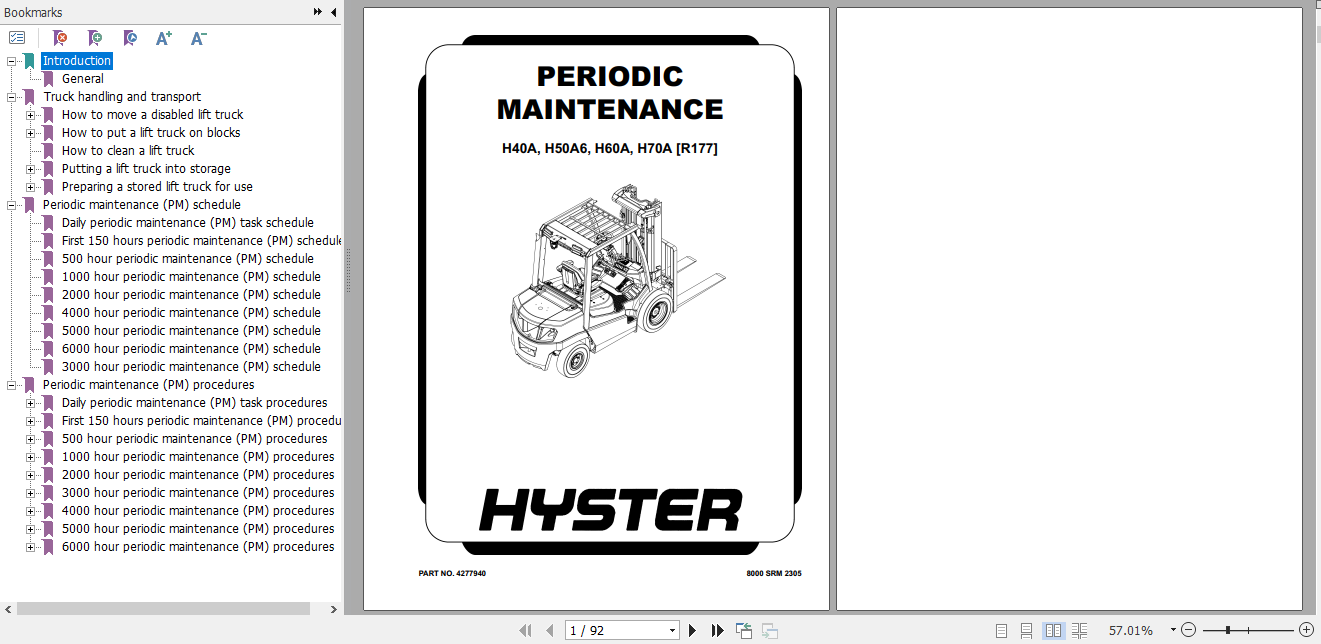 Hyster Forklift Class 5 R177 H40A H50A H60A H70A Service Manual 2
