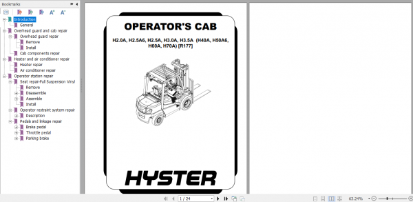 Hyster Forklift Class 5 R177 H40A H50A H60A H70A Service Manual 3