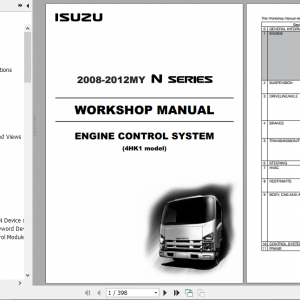 Isuzu 2008 2012MY N Series Workshop Manual Engine Control System 4HK1 model LG4HKED WE 0871 8th EN 1