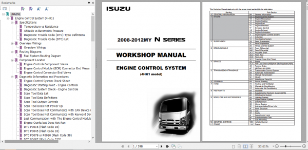Isuzu 2008 2012MY N Series Workshop Manual Engine Control System 4HK1 model LG4HKED WE 0871 8th EN 1