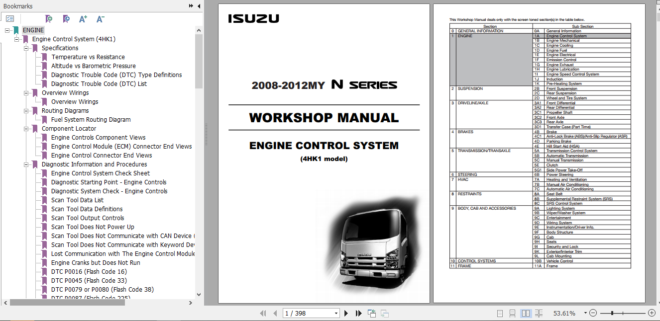 Isuzu 2008 2012MY N Series Workshop Manual Engine Control System 4HK1 model LG4HKED WE 0871 8th EN 1