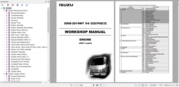 Isuzu 2008 2014MY N Series Workshop Manual Engine 4HG1 model LG4HG WE 0871 9th EN 1