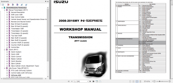 Isuzu 2008 2016MY N Series Workshop Manual Transmission MYY model LGMYY WE 0871 10th EN 1