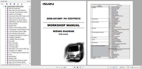Isuzu 2008 2016MY N Series Workshop Manual Wiring Diagram LHD model LGWIR WE 0871LH 11th EN 1