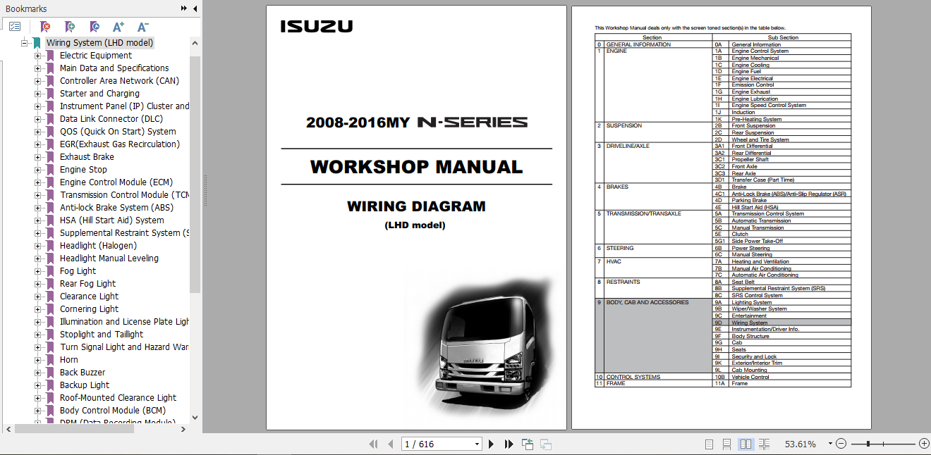 Isuzu 2008 2016MY N Series Workshop Manual Wiring Diagram LHD model LGWIR WE 0871LH 11th EN 1