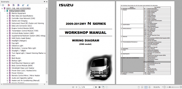 Isuzu 2009 2012MY N Series Workshop Manual Wiring Diagram CNG model LGWIRCNG WE 0991AU 3rd EN 1