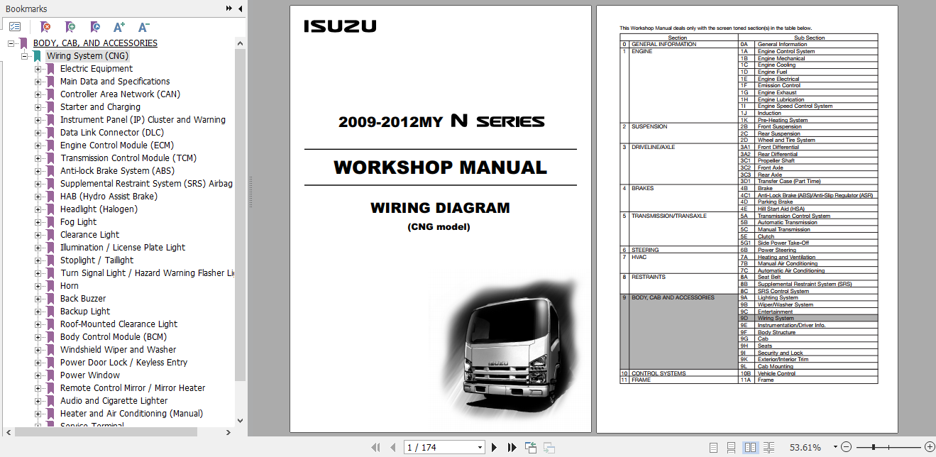 Isuzu 2009 2012MY N Series Workshop Manual Wiring Diagram CNG model LGWIRCNG WE 0991AU 3rd EN 1