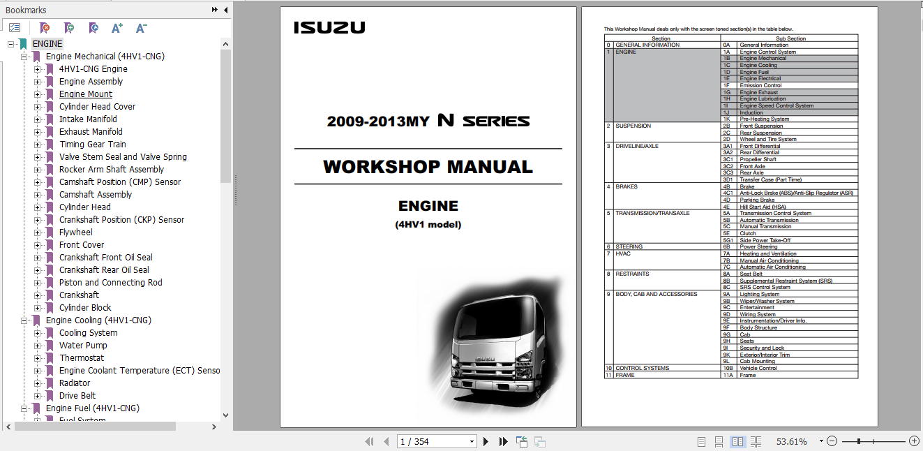 Isuzu 2009 2013MY N Series Workshop Manual Engine 4HV1 model LG4HV WE 0981 8th EN 1