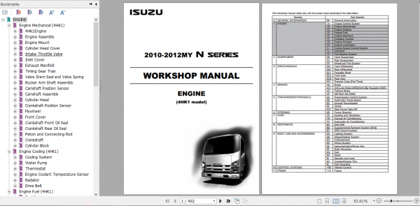 Isuzu 2010 2012MY N Series Workshop Manual Engine 4HK1 model LG4HK WE 1001 5th EN 1