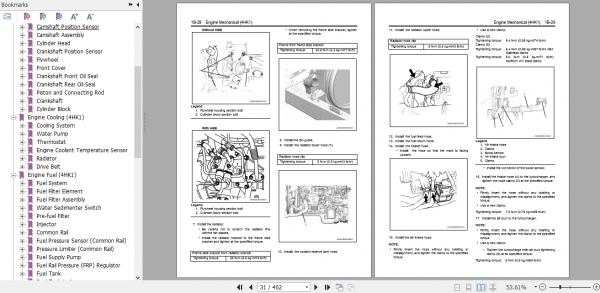 Isuzu 2010 2012MY N Series Workshop Manual Engine 4HK1 model LG4HK WE 1001 5th EN 2