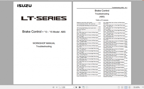 Isuzu LT LV Series 2013 2018 Model EURO IV Workshop Manual EN 3a