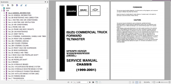 Isuzu N Series 2002 Workshop Manual N R 99 03 02 E 1