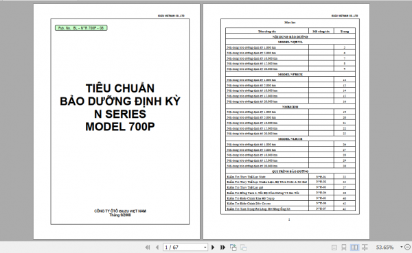 Isuzu N Series Model 700P Maintenance Manuals Vietnamese 1