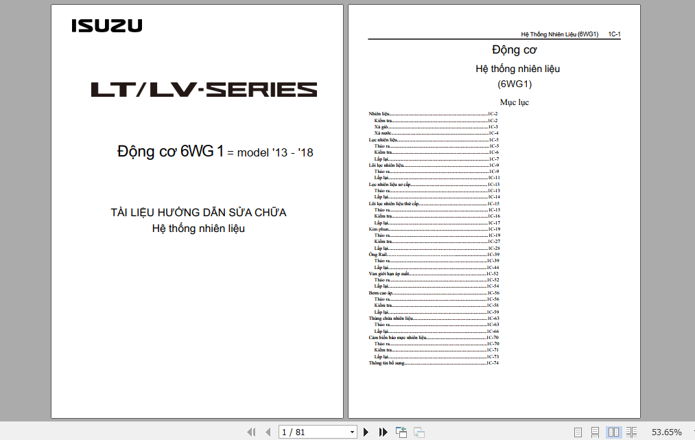 Isuzu VB57 WSM LTLV series 2013 2018 Repair Manuals Vietnamese 1