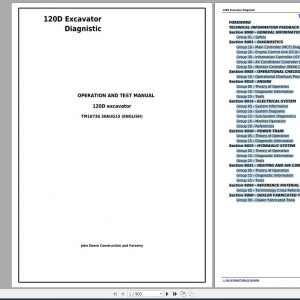 John Deere 120D Excavator Diagnostic Operation and Test Technical Manual TM10736 18d5054424ca3100a