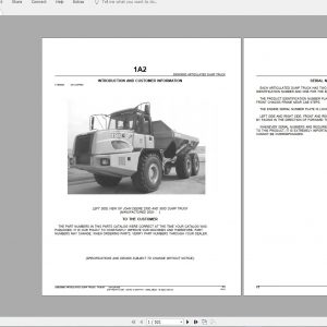 John Deere Articulated Dump Truck 250D 300D Parts Manual T189850A 1