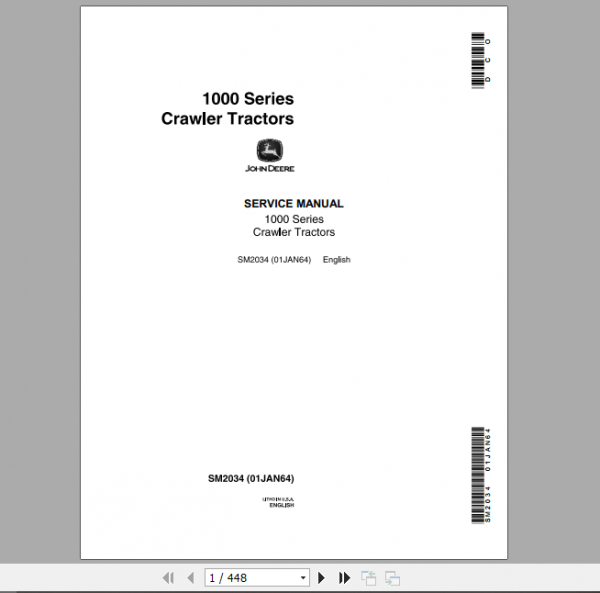 John Deere Crawler Tractors 1010 Technical Service Manual SM2034 1