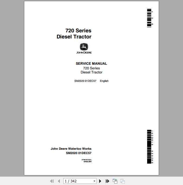 John Deere Tractors 720 730 Service Manual SM2020 1