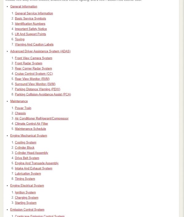 Kia Optima DL3 2019 2021 Service and Repair Manual 1