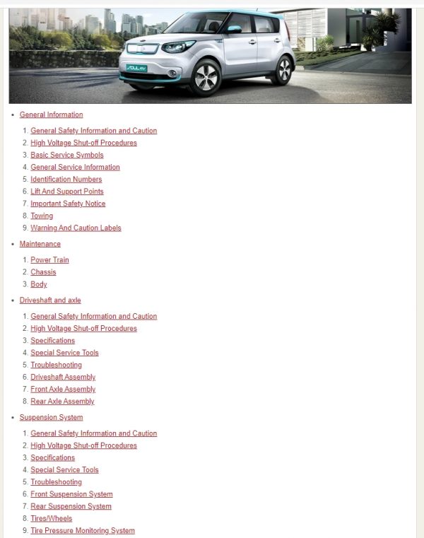 Kia Soul EV PS EV 2015 2020 Service Manual 1