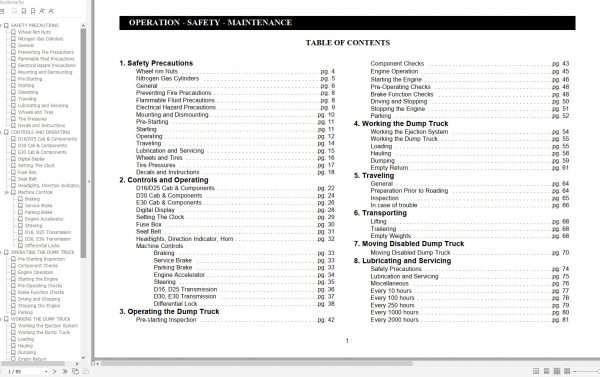 Link Belt Articulated Truck D16 Schematics Operation Service Manual 1