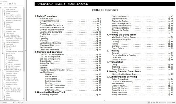 Link Belt Articulated Truck D25 Schematics Operation Manual 1