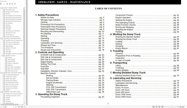Link Belt Articulated Truck E30 Schematics Operation Service Manual 1 1