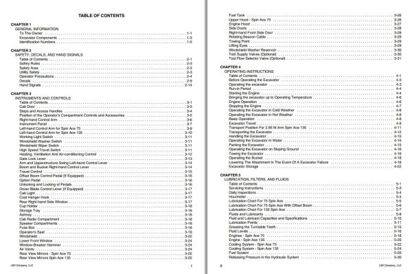 Link Belt Excavator 135 SPIN ACE MSR Schematics Operators Service Manual 2