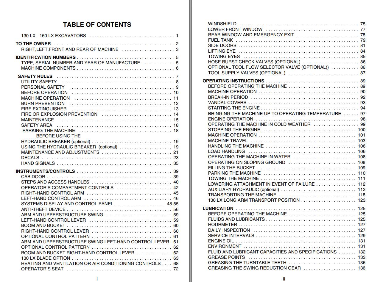 Link Belt Excavator 160 LX Schematics Operators Parts Service Manual 1