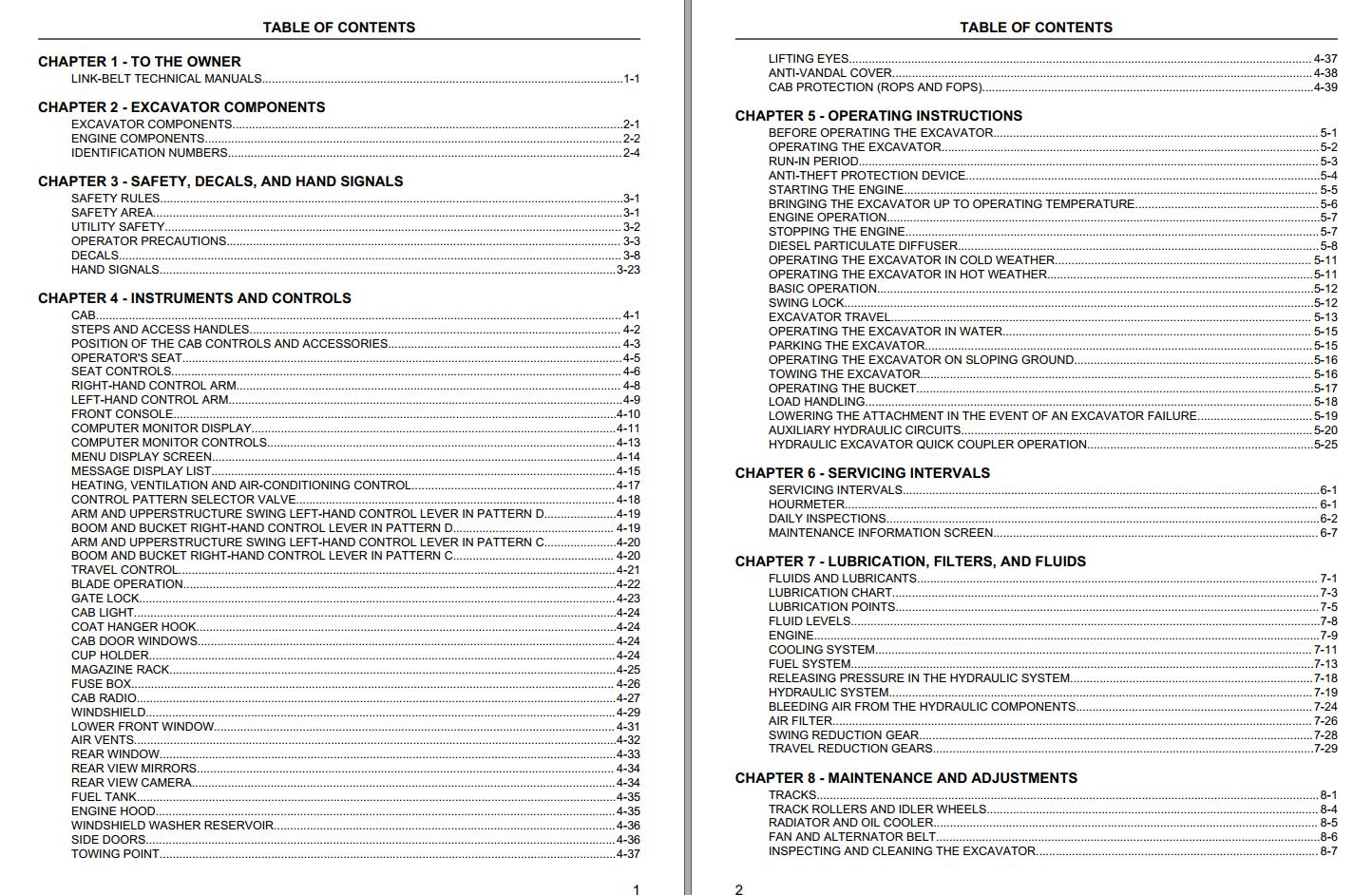 Link Belt Excavator 235X3 SPIN ACE Schematics Operators Service Manual 1