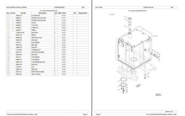 Link Belt Excavator 250 X3 Schematics Operators Service Manual 1
