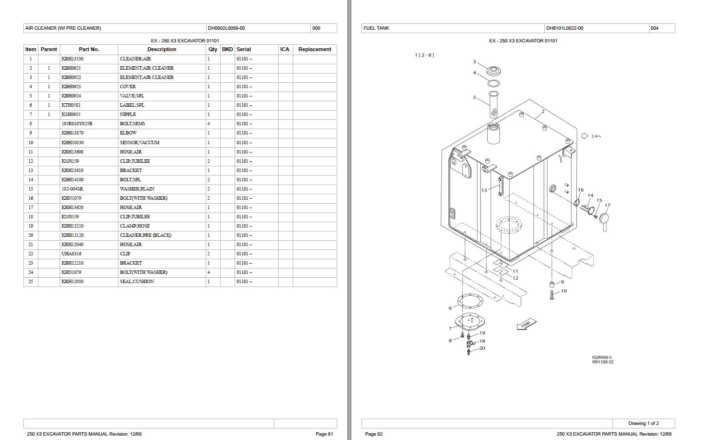 Link Belt Excavator 250 X3 Schematics Operators Service Manual 1