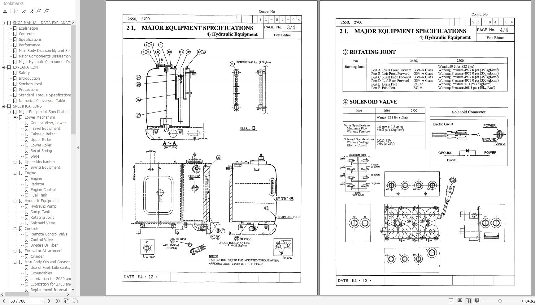 Link Belt Excavator 2650 Q2 Quantum Schematics Operation Shop Manual 1